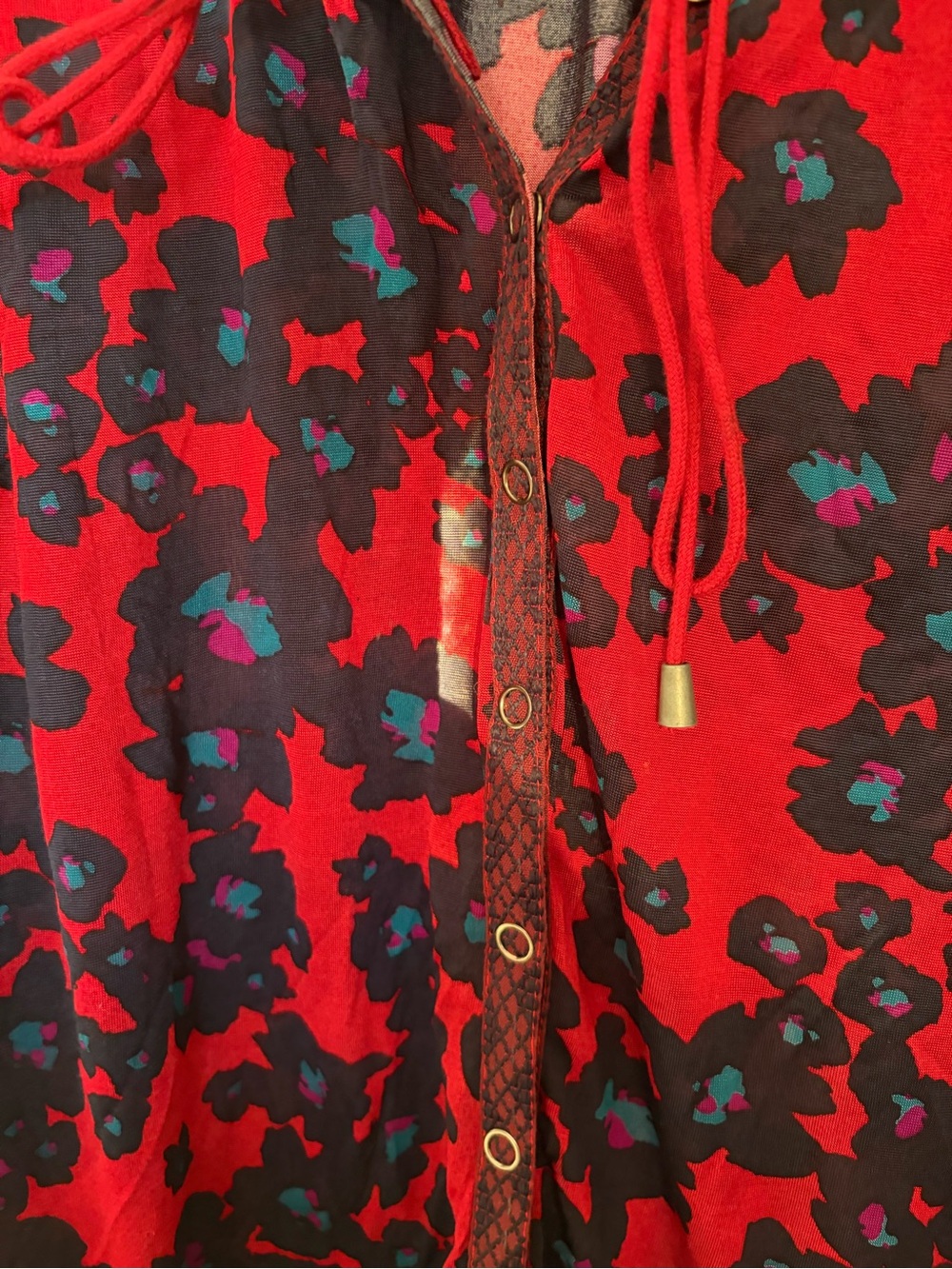 FREE PEOPLE LOVE LETTER Oversized Flowy Floral Snap Down Tunic Top Dress XS - Picture 10 of 16